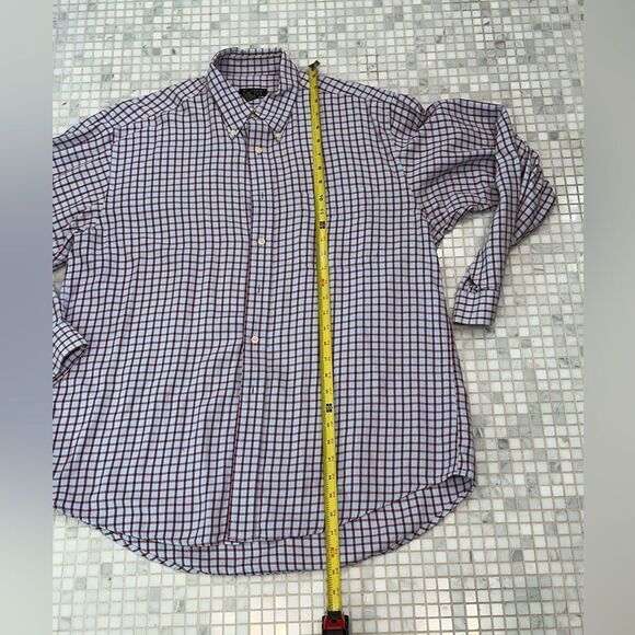 Harold Powell Blue Long Sleeve Button Down with Red Check Pattern - Picture 10 of 10
